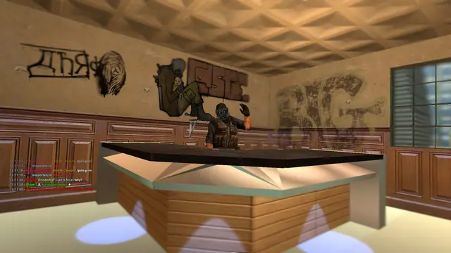 Nightclub bar interior with graffiti wall