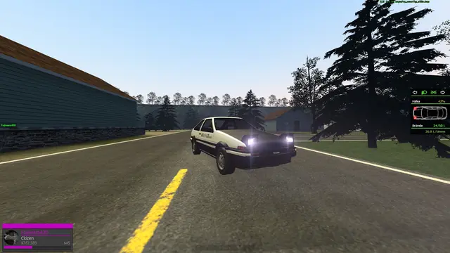 Cop car closing in on the forest road